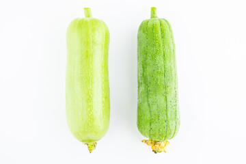 Fresh white loofah and green loofah