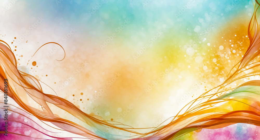 Poster abstract colorful swirls and bokeh background