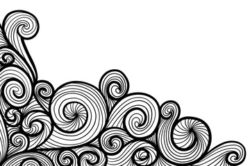 Doodle wave lines background. Vector hand drawn anti stress coloring page pattern.