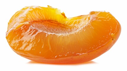 caramelized apricot half isolated on white background.