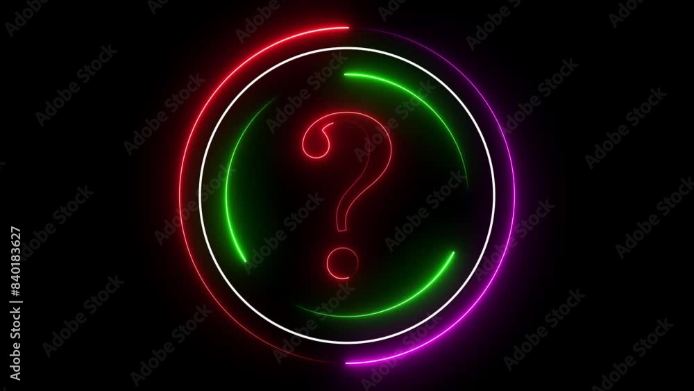 Poster question mark, query symbol, search icon and quiz sign loop concept. question mark on black backgrou