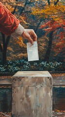 Fototapeta premium Voting and dropping answers into the box expressing democracy.