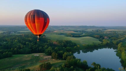 Naklejka premium hot air balloon over region country