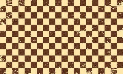 Grunge Textured Vintage Retro Checkerboard Checker Chess Tiles 60s 70s Aesthetic Scratched Damaged Aged Old Background Pattern