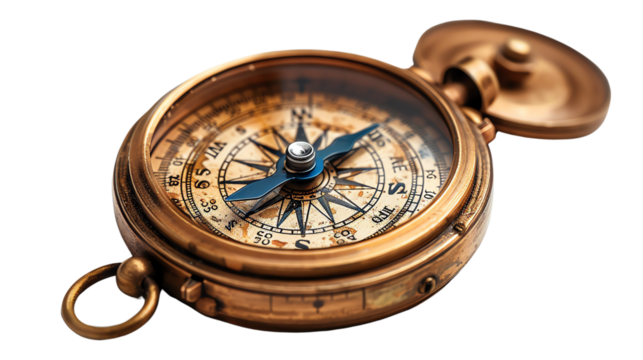 old compass on a white background
