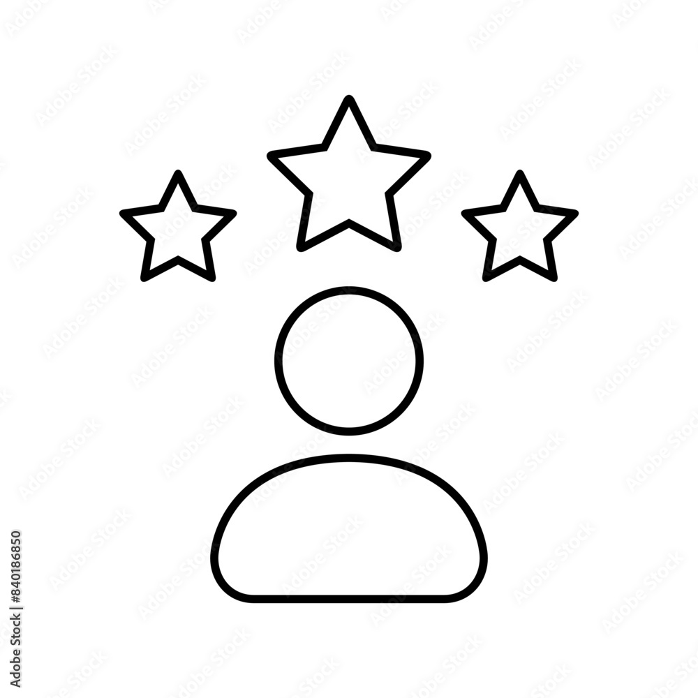 Poster simple avatar icon with 3 stars in line style