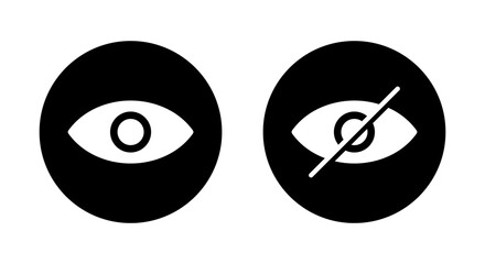 Eye and sensitive content icon on black circle. Visible and invisible button