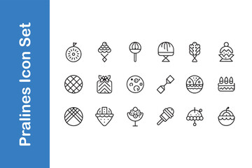 Pralines Icons Set with vector collections. 