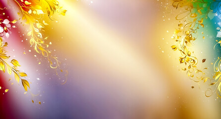 Abstract Floral Background with Golden Vines and Soft Gradient