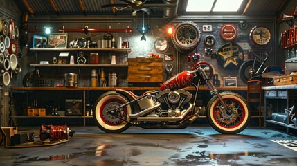 Vintage Motorcycle and Hot Rod Garage Custom Fabrication Tools Classic Cars and Retro Business Cards Stock Image