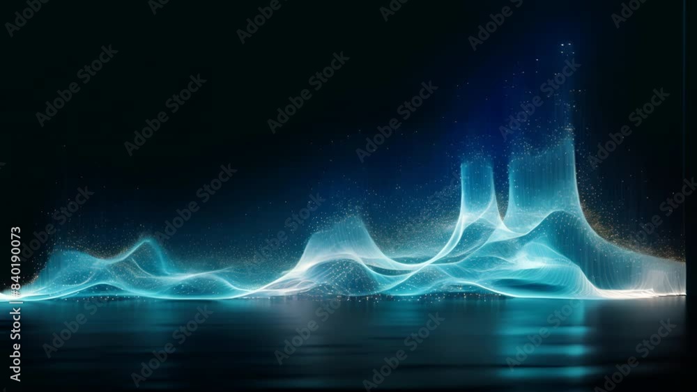 Poster abstract digital wave composed of countless interconnected particles,