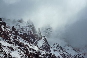 Mountain peaks near Morskie Oko Lake in Poland at Winter. Tatras range © Roxana