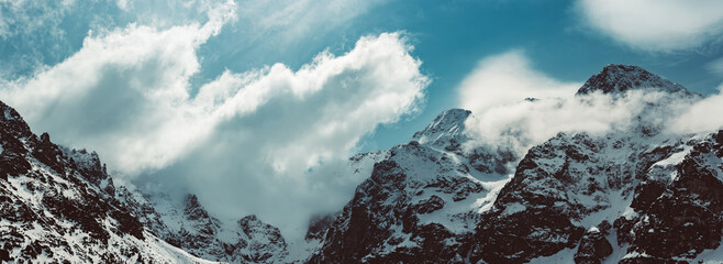 Mountain peaks near Morskie Oko or Sea Eye Lake in Poland at Winter. Tatras range © Roxana