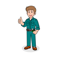 Boy Technician Cartoon Character Vector Illustration