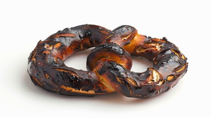 Obraz premium burnt pretzel isolated on white background