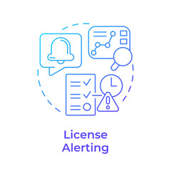 License alerting blue gradient concept icon. Notification bell, task accomplishment. Round shape line illustration. Abstract idea. Graphic design. Easy to use in infographic, presentation