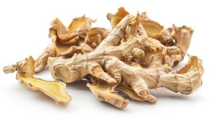 dried ginger root Isolated on white background. cooking ingredients for healthful food concept for designer