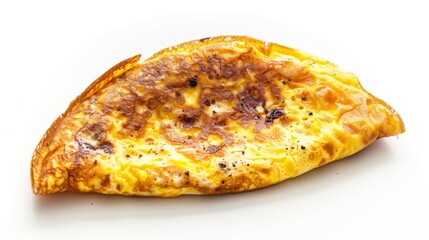 burnt omelette overcooked isolated on white background