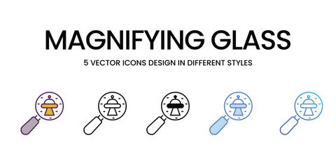 Magnifying Glass icons vector set stock illustration.