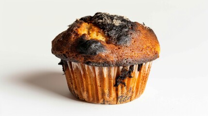 burnt muffin Isolated on white background
