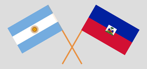 Crossed flags of Argentina and Haiti. Official colors. Correct proportion