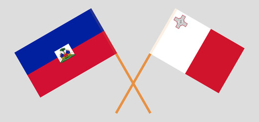 Crossed flags of Haiti and Malta. Official colors. Correct proportion