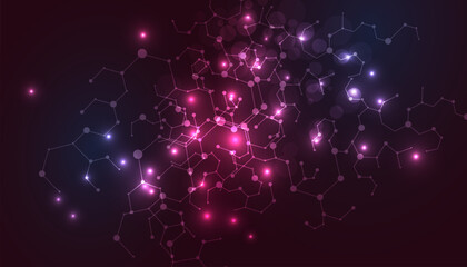 Obraz premium Abstract futuristic - Molecule technology with polygonal shapes on a dark blue background.