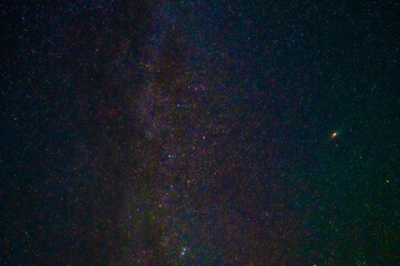 starry night sky with Milky way and shooting stars, meteorites and comets