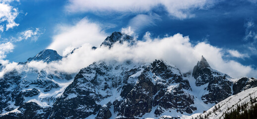Mountain peaks near Morskie Oko or Sea Eye Lake in Poland at Winter. Tatras range © Roxana