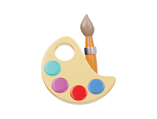 Colour palette icon 3d render illustration