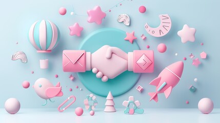 Fototapeta premium Holding hands, cooperating, uniting, sums up the concept of success of mutual agreement.