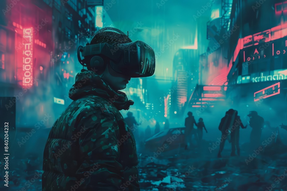 Poster a concept art piece symbolizes the potential of virtual reality to simulate realworld scenarios in a