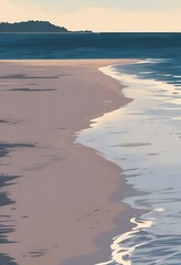 Illustration, beach, empty, dramatic. Generative AI.	
