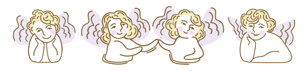 Obraz premium Cute angels. Vector isolated illustration