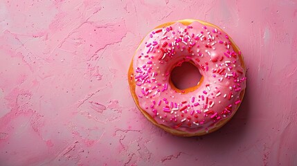 Donut creamy photographed from above in a flat lay style Copy space