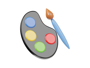 Colour palette icon 3d render illustration