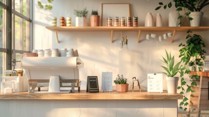 Stylish Boutique Display Elegant Business Cards Fashionable Accessories and Vintage Cash Register