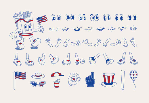 Retro Character Creator Kit with USA American French Fries Theme