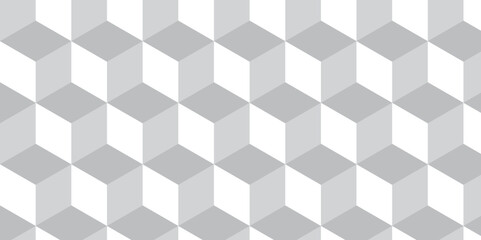 Obraz premium Seamless abstract white and gray background from cubes and lines. Geometric tiles and mosaic creative stylish seamless pattern block cube background. minimal hexagon Cubes mosaic shape vector design.