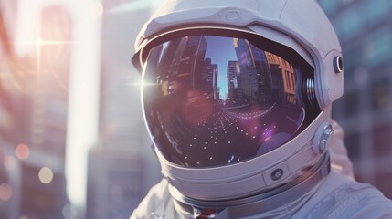 The Astronaut in Cityscape