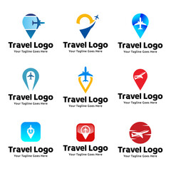 Set of Pin map illustration for travel icon logo design