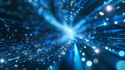 Naklejka premium Blue starlight casts a cosmic glow on speeding motion