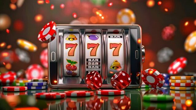 An advertisement for a mobile online casino application featuring 777 big win slots. Poster with online mobile app casino and Jackpot 777.