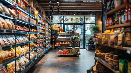 Fototapeta premium A store with a lot of food and drinks, food technology innovation