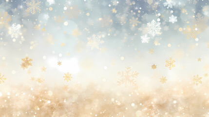 Abstract background with golden glitter and snowflakes
