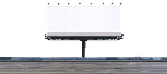Large blank billboard on an empty street, ideal for advertisement and promotional content, with ample space for text or graphics.