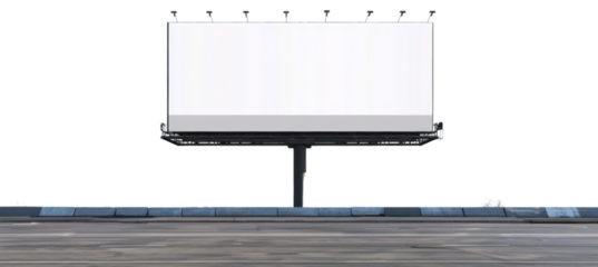 Large blank billboard on an empty street, ideal for advertisement and promotional content, with ample space for text or graphics.