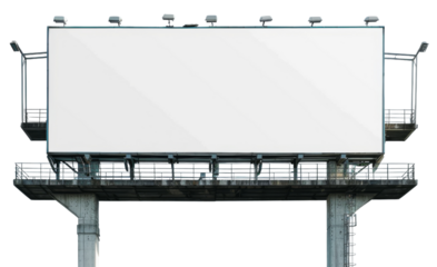 Large blank outdoor billboard ready for advertisement with isolated white background, transparent background