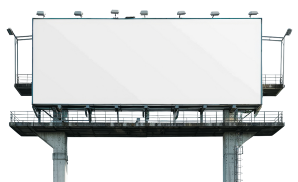 Large blank outdoor billboard ready for advertisement with isolated white background, transparent background