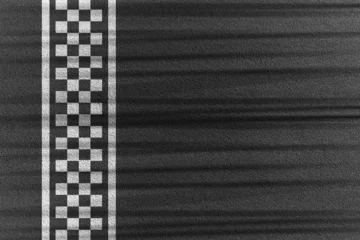 Fototapete Rund Formel 1 abstract asphalt black Start and Finish grid line for race car in circuit texture background.  © Maderla